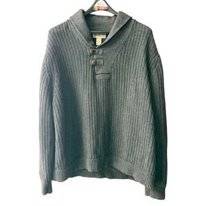 Duluth Trading Co‎ Men’s Gray Brigadier Shawl Neck Chunky Knit Sweater Size 3XL